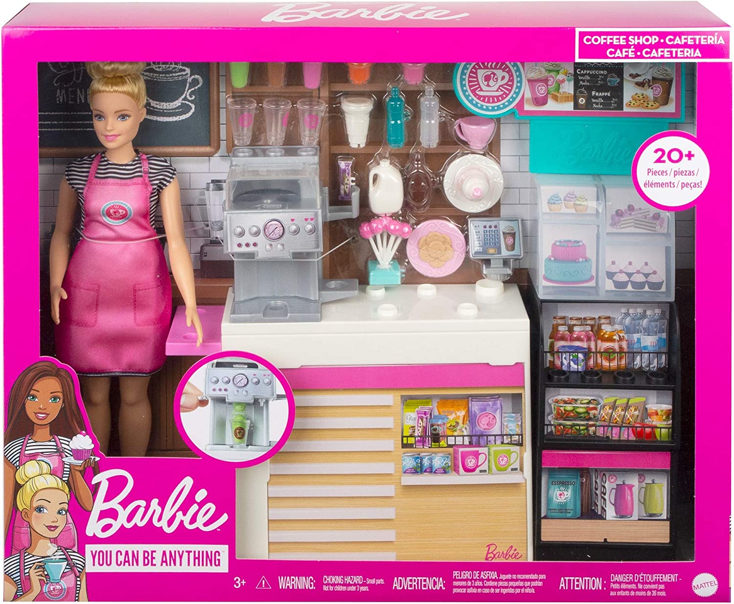 Conjunto de brinquedo Barbie Loja de Café com boneca e utensílios
