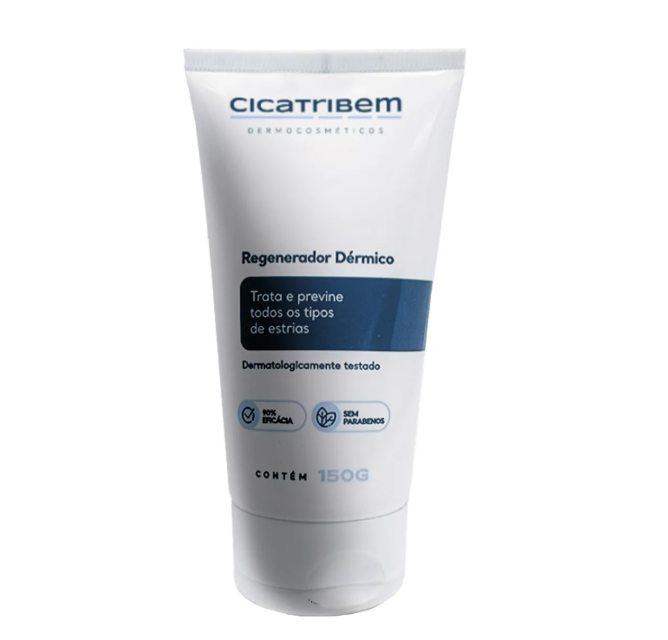 Frasco branco de cicatrizante Cicatribem Regenerador Dérmico 150g