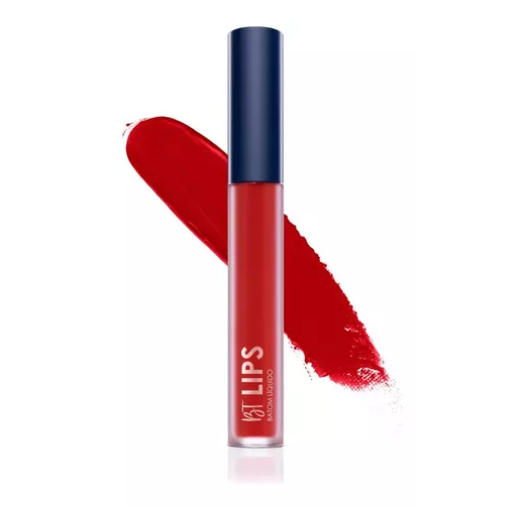 Batom líquido vermelho 361 LIPS com tampa azul