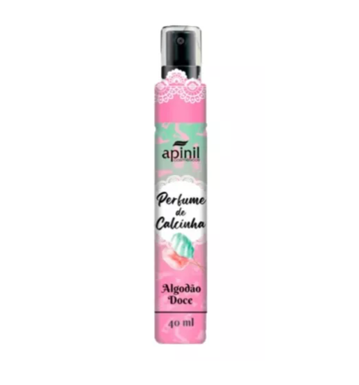 Frasco spray perfume Apinil 40 ml rosa e verde com padrão floral