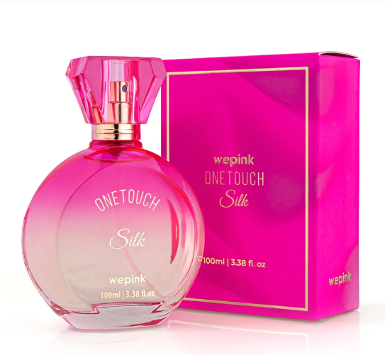 Frasco e caixa de perfume rosa ONETOUCH Silk