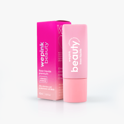 Base líquida premium wepink beauty rosa com embalagem e tubo