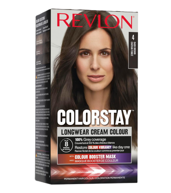 Caixa de tinta de cabelo Revlon ColorStay castanho escuro