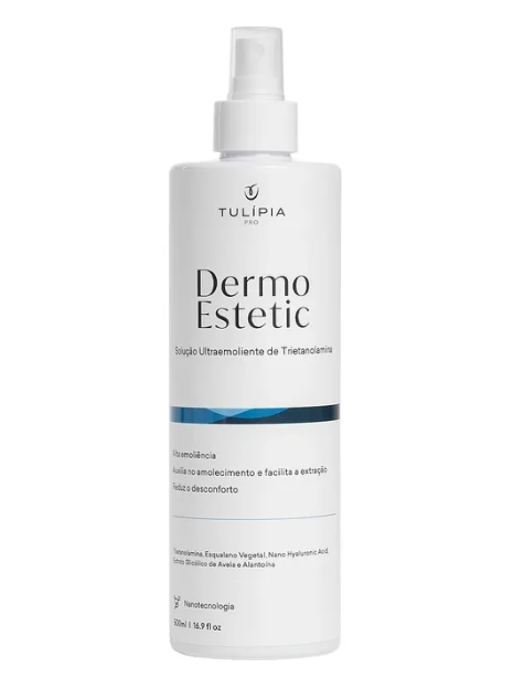 Frasco branco de plástico com spray Dermo Estetic Tulípia Pro