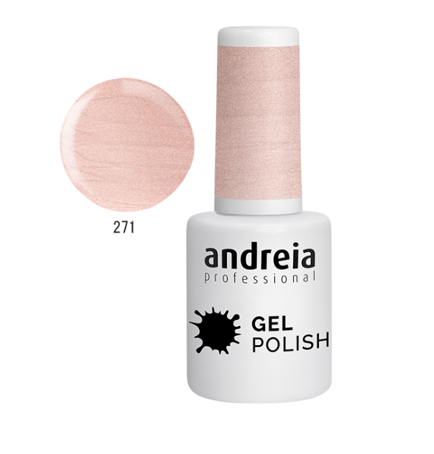 Verniz gel rosa perolado Andreia Professional número 271 em frasco branco.