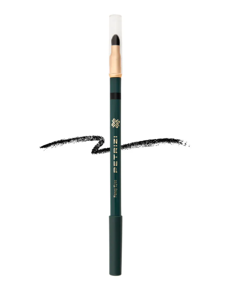 Lápis de olhos PETRIZI verde escuro com tampa transparente e traço preto
