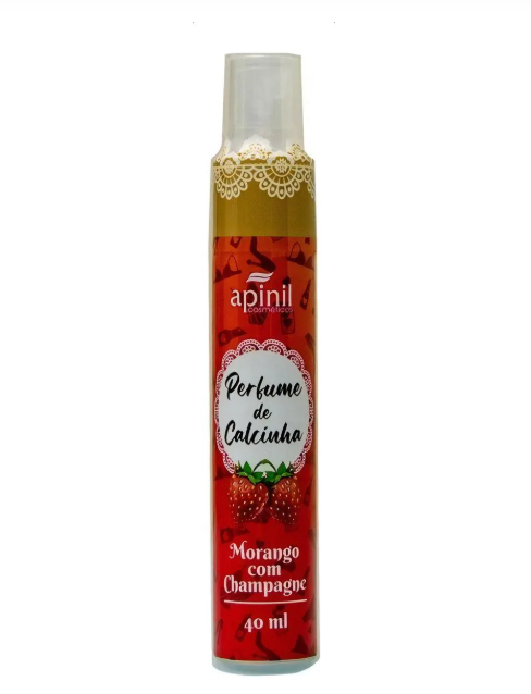 Frasco vermelho de perfume de calcinha Morango com Champagne