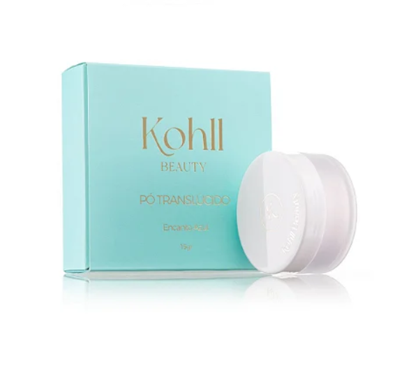 Pó translúcido Kohll Beauty azul clara com frasco branco