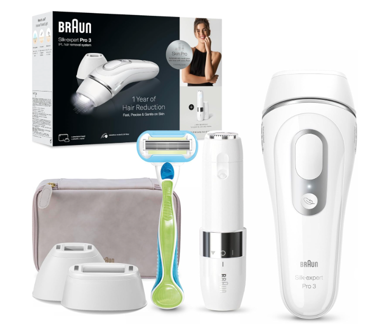 Conjunto depilador BRAUN Silk-expert Pro 3 com acessórios e embalagem