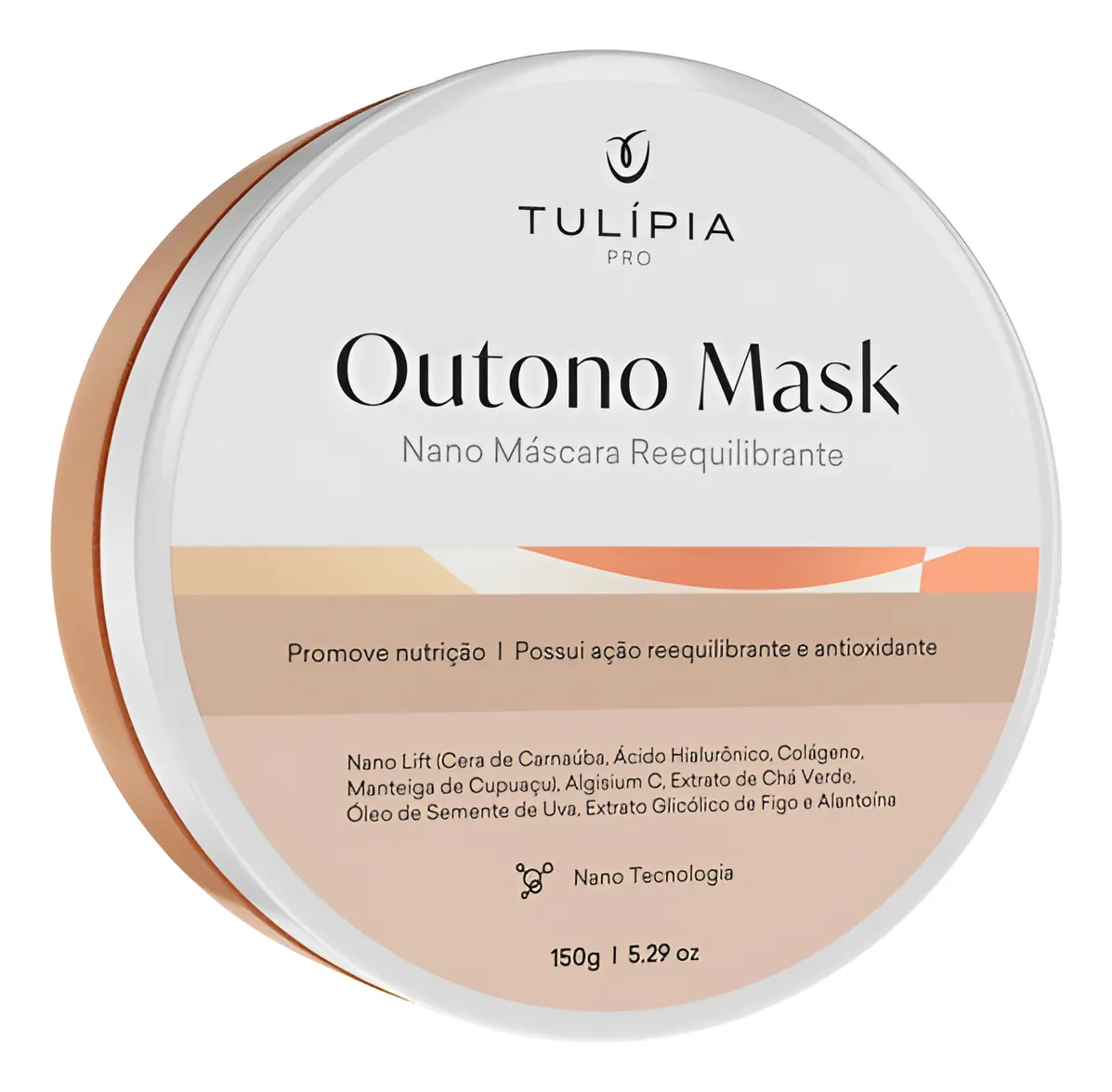 Máscara facial Outono Mask em embalagem round branca e pêssego