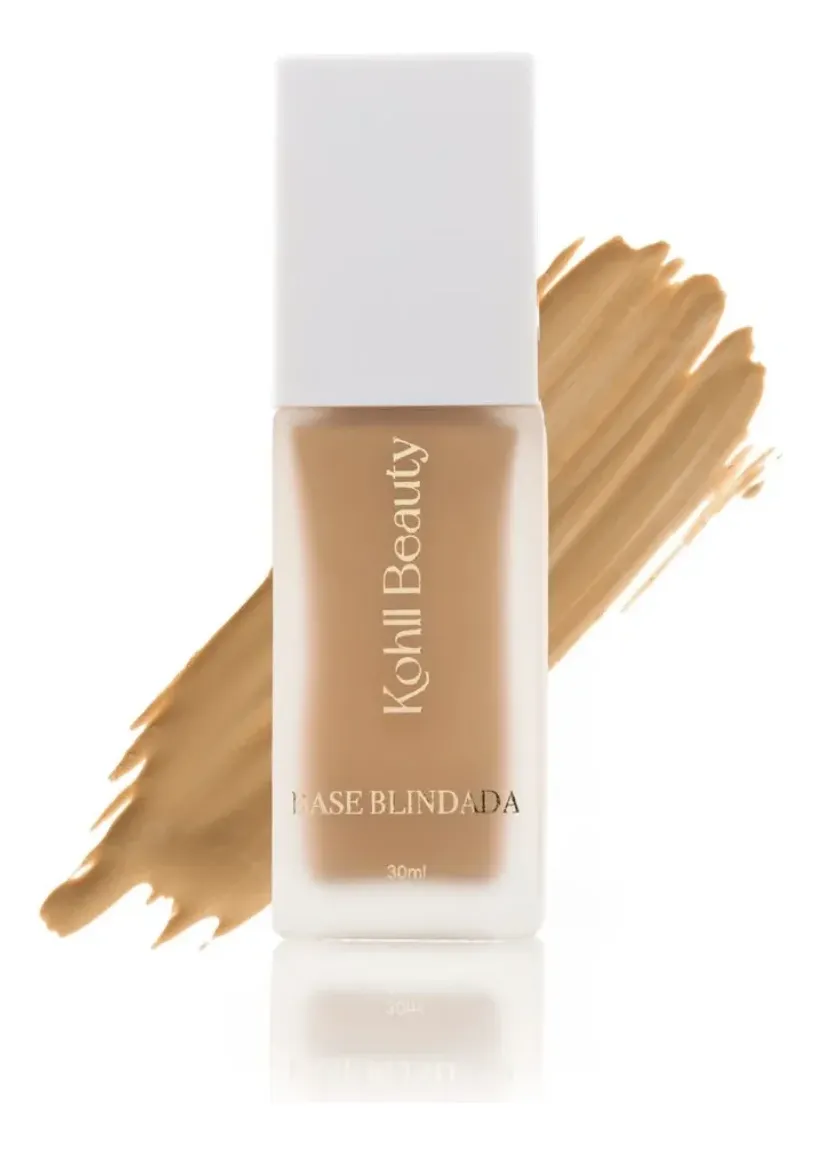 Frasco de base de maquilhagem Kohll Beauty bege com tampa branca