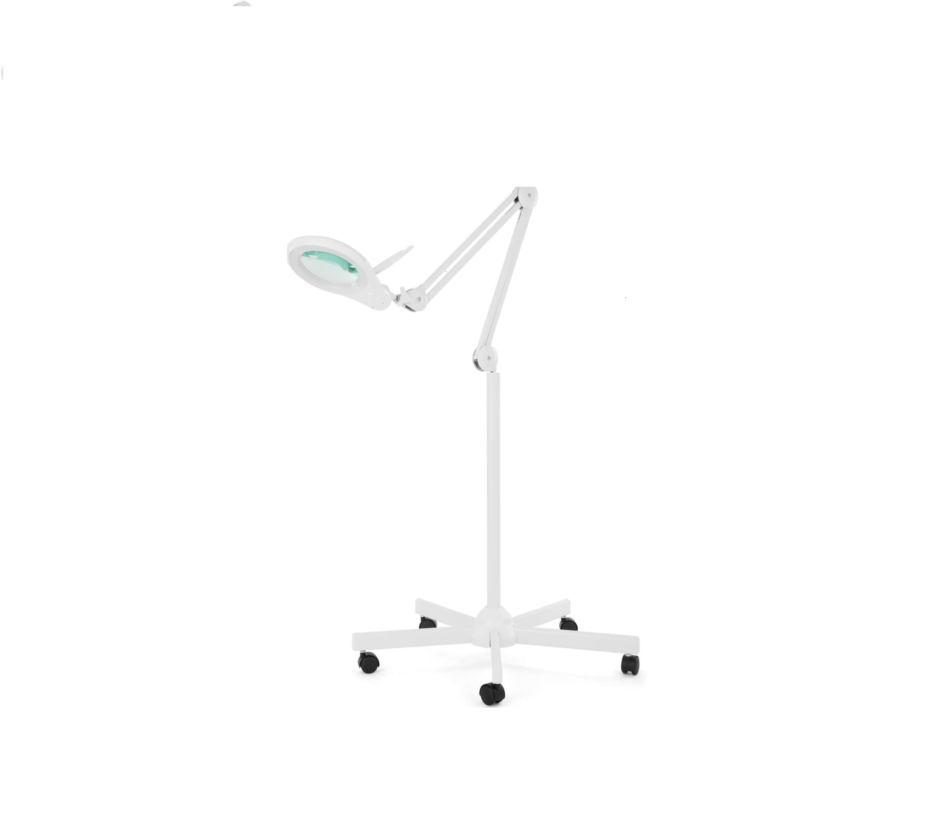 Lupa de pé branco com luz circular verde