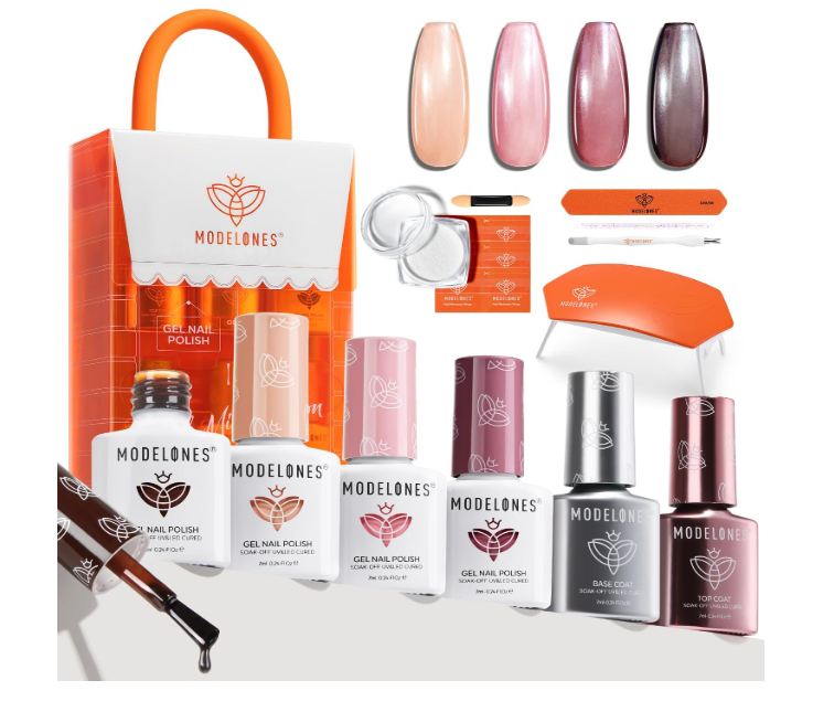 Conjunto de vernizes de gel Modelones com acessórios e lâmpada UV
