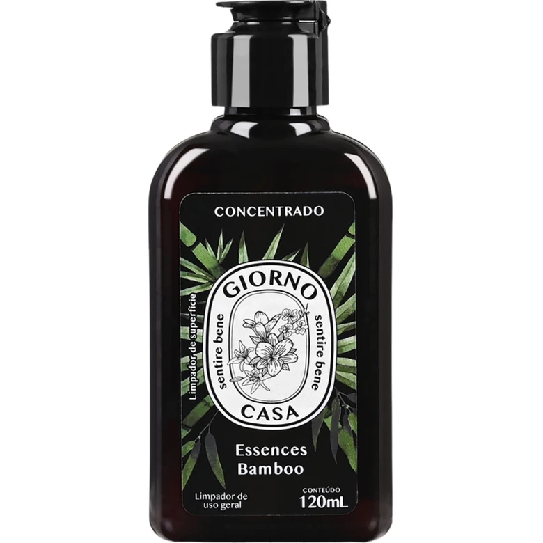 Frasco preto de concentrado líquido Essences Bamboo da GIORNO CASA com tampa de rosca