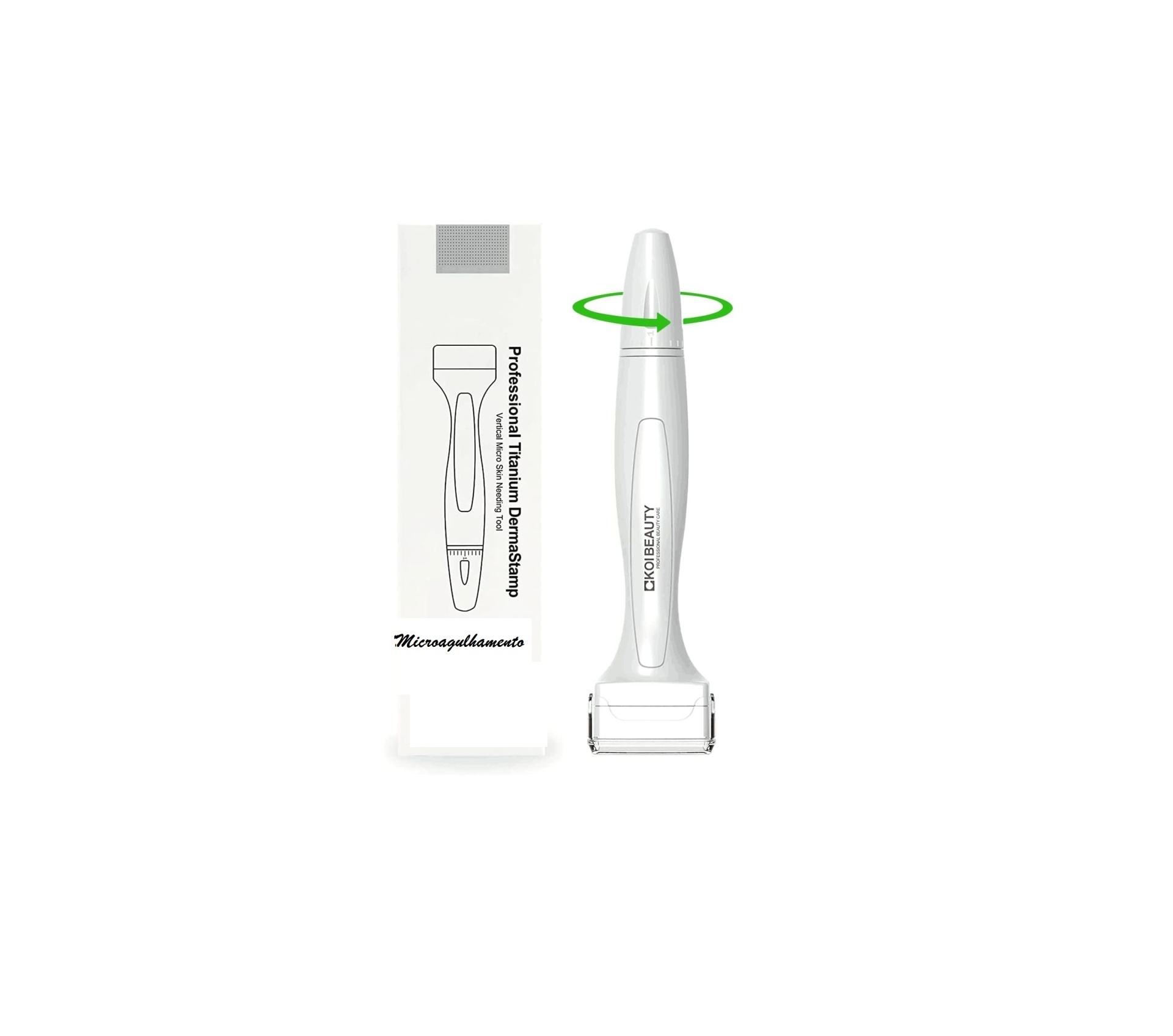 aparelho branco de depilação facial com embalagem branca