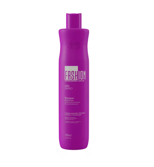 Frasco plástico roxo de champô Fashion Cronograma Capilar de 500ml com tampa de pressão