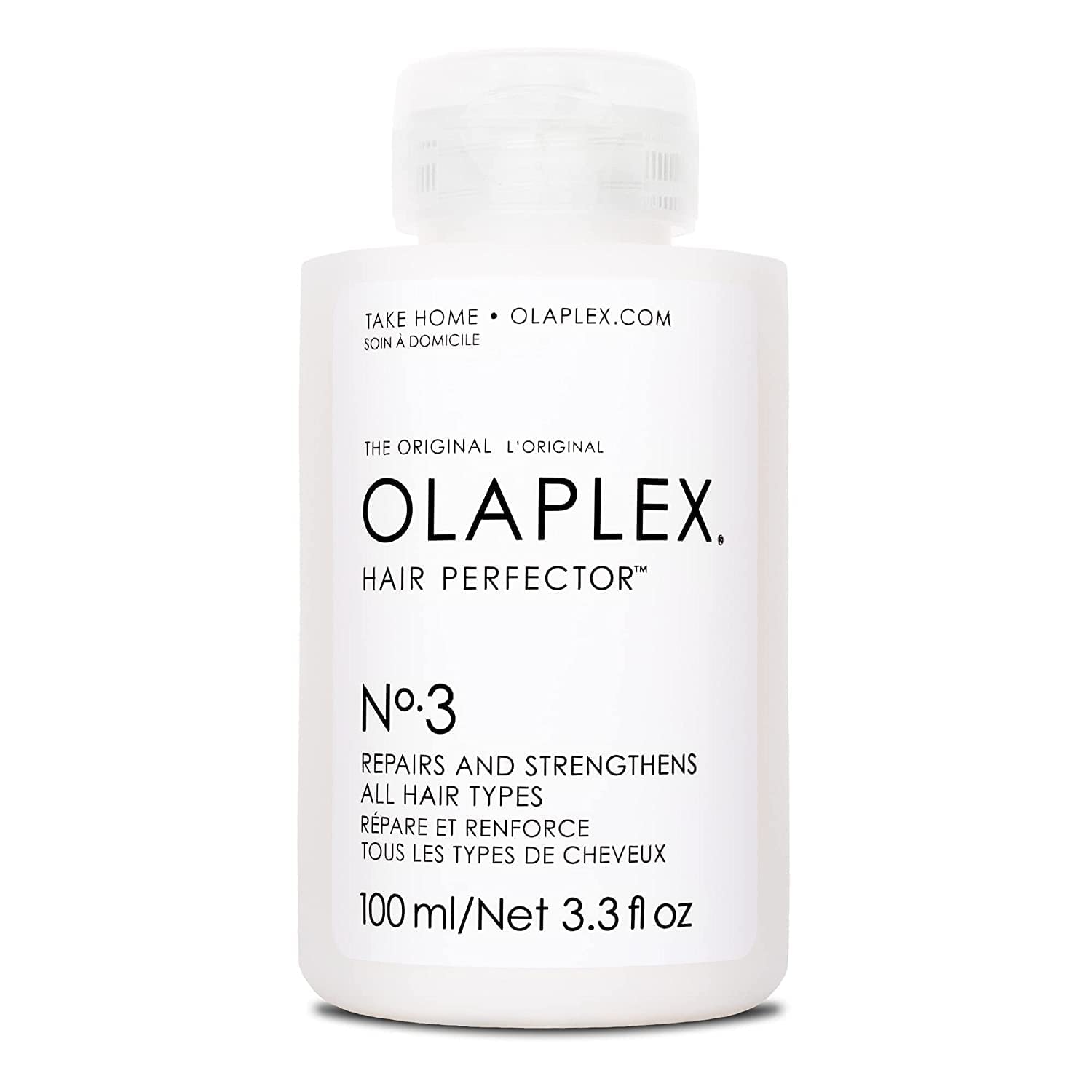 Frasco branco de Olaplex Hair Perfector Nº3