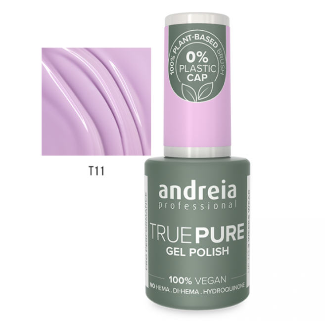 Esmalte gel lilás Andreia Professional True Pure com tampa rosa clara e selo de tampa ecológica