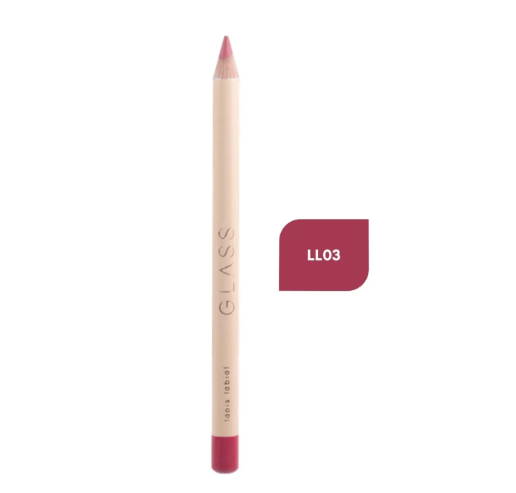 Lápis de lábios rosa com corpo creme e texto G L A S S
