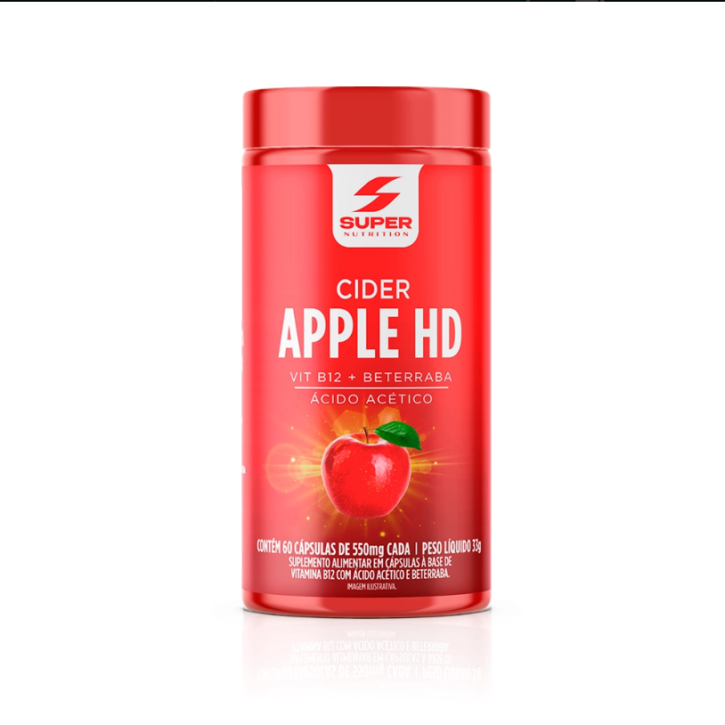frasco vermelho de suplemento alimentar Cider Apple HD Super Nutrition