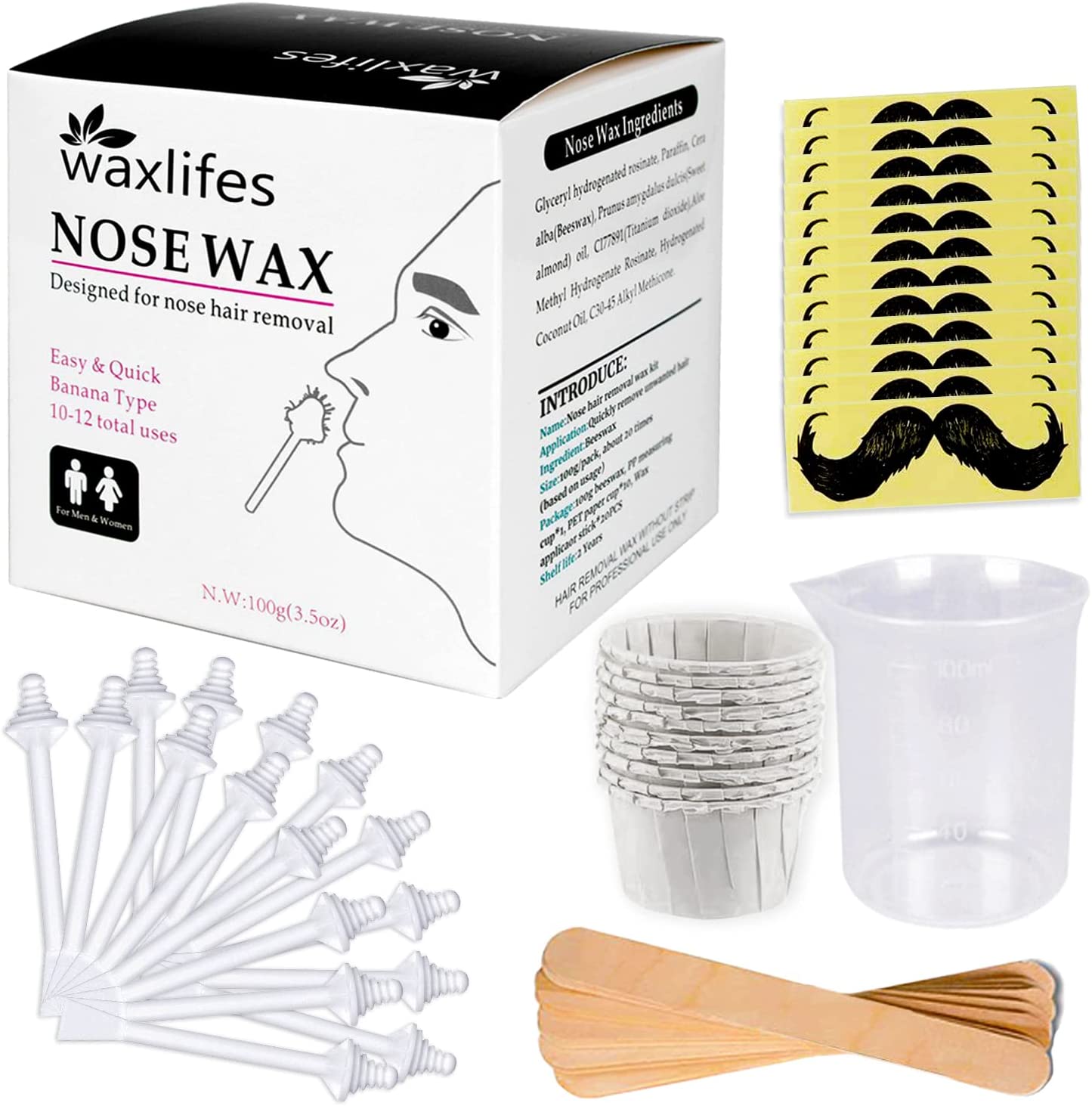 Conjunto Waxlifes Nose Wax para remoção de pelos nasais com vários acessórios e caixa
