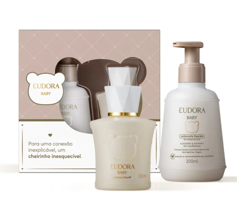 Conjunto de produtos Eudora Baby com loção e sabonete líquido