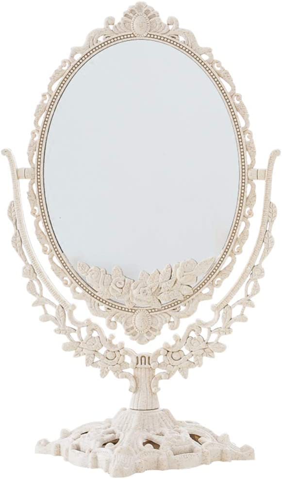 Espelho oval de mesa com moldura branca detalhada