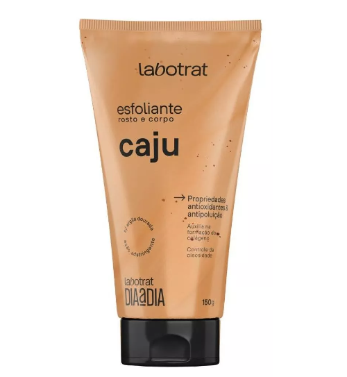 Tubo esfoliante Labotrat caju para rosto e corpo com tampa preta
