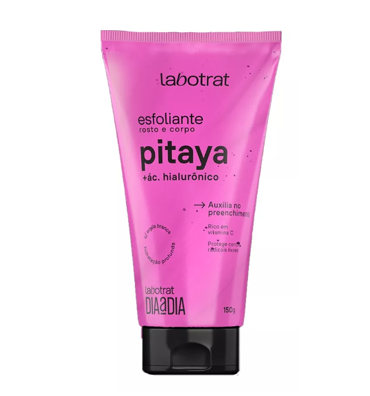 Embalagem rosa do esfoliante Labotrat Pitaya com tampa preta