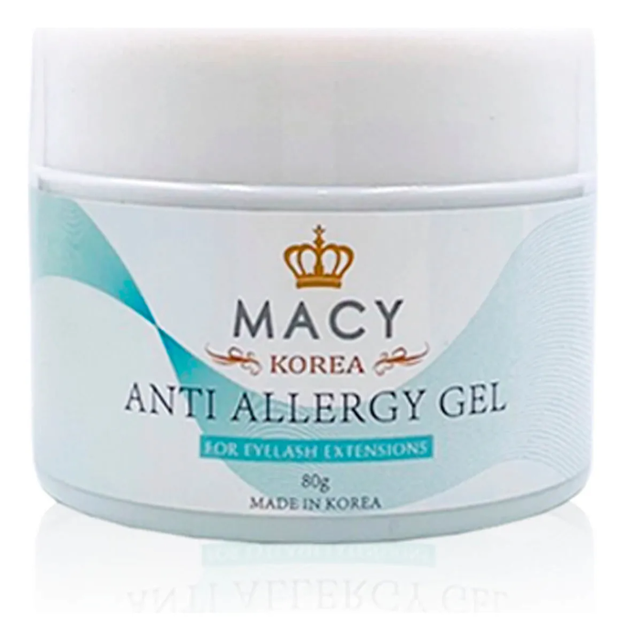 Frasco branco de gel anti-alérgico para extensões de pestanas da marca MACY KOREA