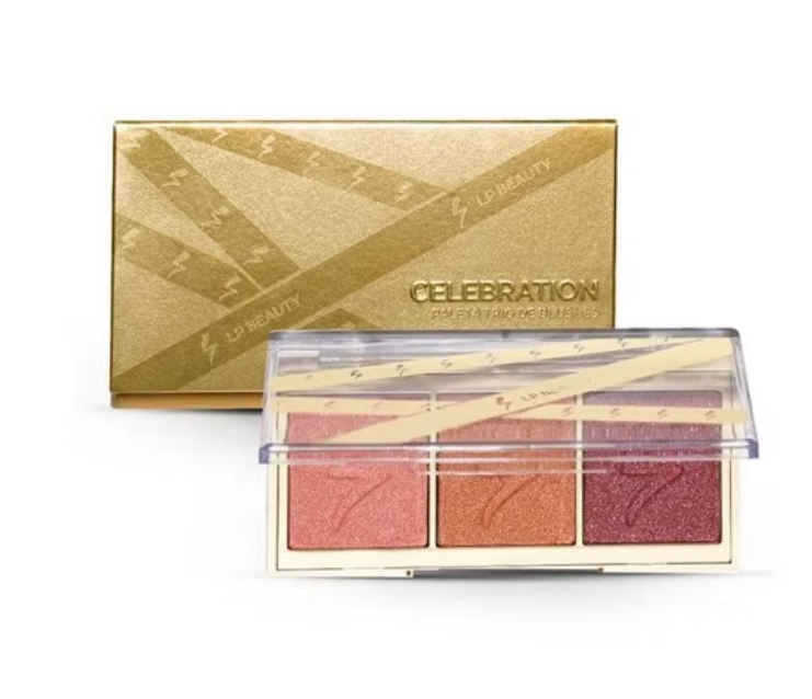 Paleta de sombras CELEBRATION da U Beauty com 3 tons e embalagem dourada