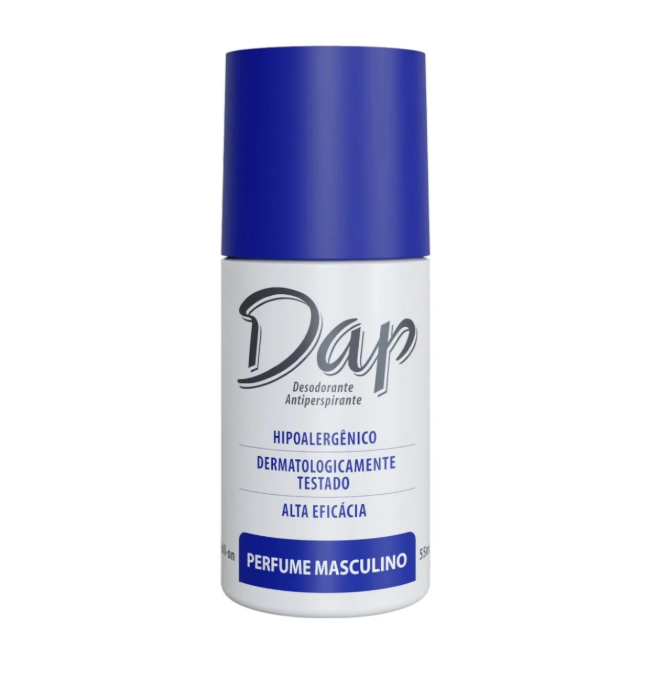 Desodorizante antiperspirante Dap roll-on azul e branco