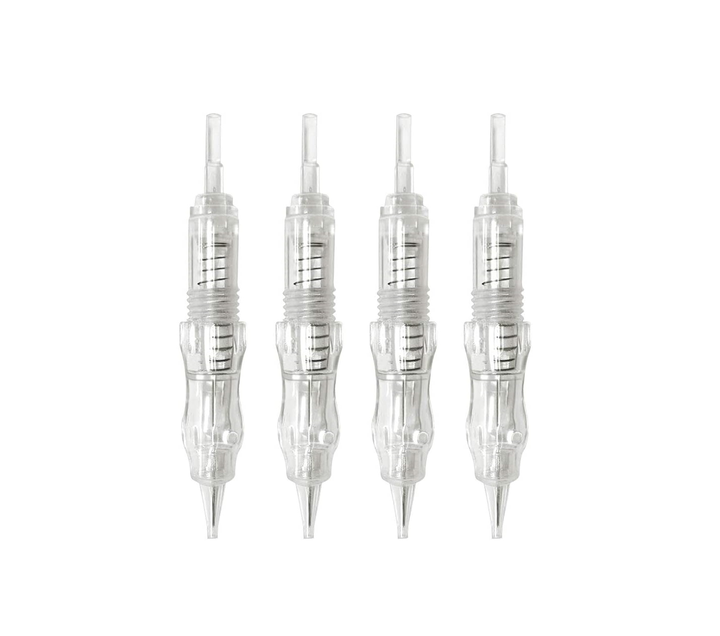 Quatro agulhas transparentes para maquilhagem permanente ou tatuagem em linha