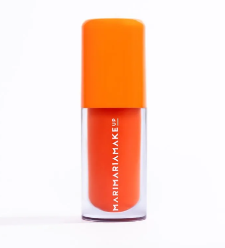 Verniz para unhas laranja com tampa laranja e texto branco