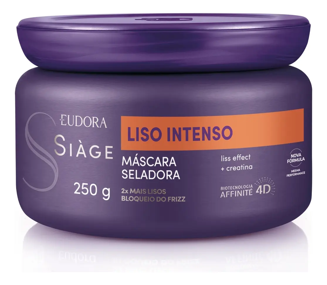 Pote roxo de máscara capilar Eudora Siàge Liso Intenso