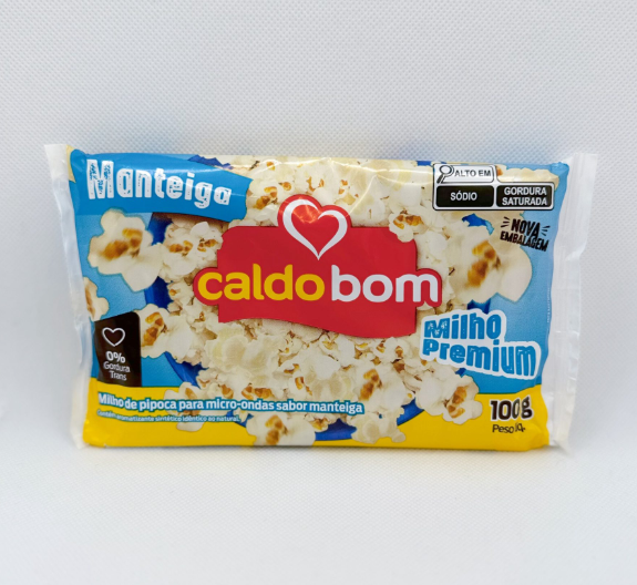 Pacote de milho para pipoca Caldo Bom Milho Premium sabor manteiga 100g