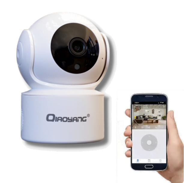 Câmara de vigilância branca QIAOSANG e aplicação móvel para monitorização