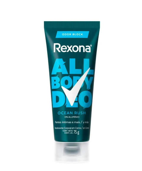 Tubo de desodorizante Rexona All Body Deo Ocean Rush azul escuro