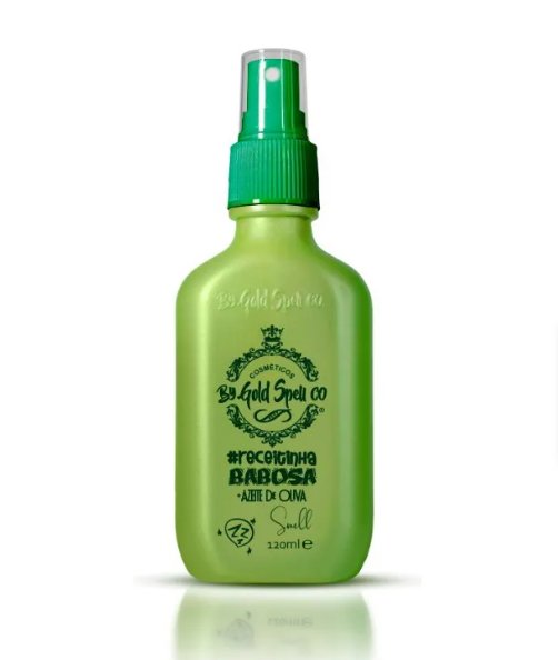 Frasco verde fosco com pulverizador verde e texto preto