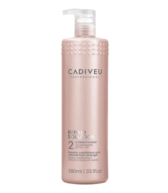 Frasco de condicionador Cadiveu Repair Solution 2 rosa com tampa de bomba