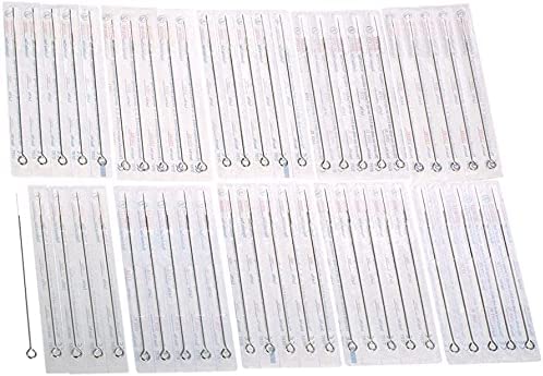 Conjunto de agulhas de tatuagem embaladas individualmente em plástico transparente