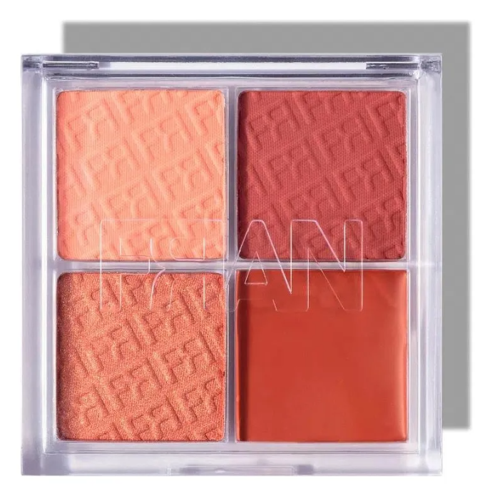 Paleta de maquiagem com quatro tons em estojo transparente