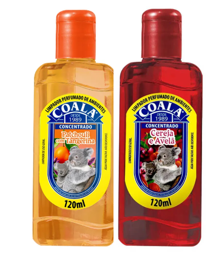 Frascos de limpador perfumado COALA Patchouli com Tangerina e Cereja e Avelã