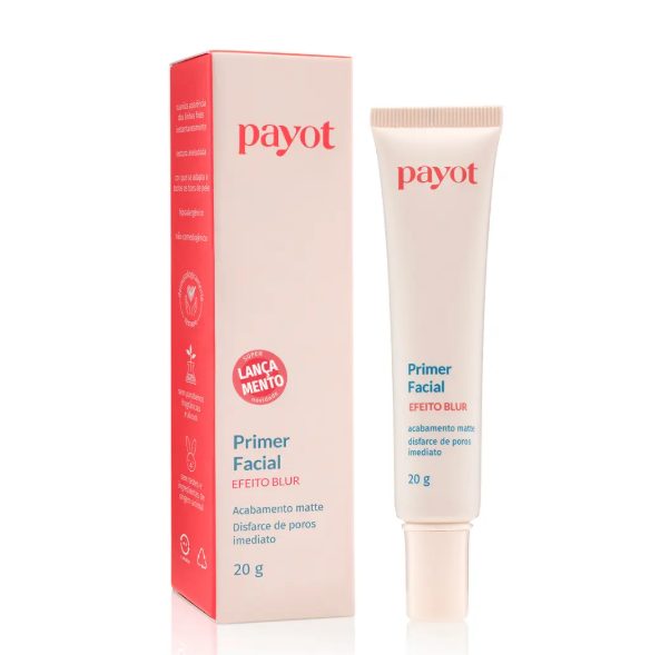 Primer facial Payot tubo branco e caixa rosa