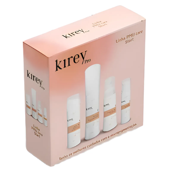 Embalagem rosa do produto Kirey pro com tubos brancos