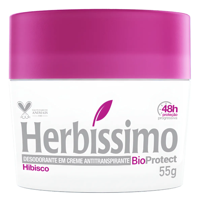 Desodorizante Herbíssimo BioProtect Hibisco branco com tampa rosa