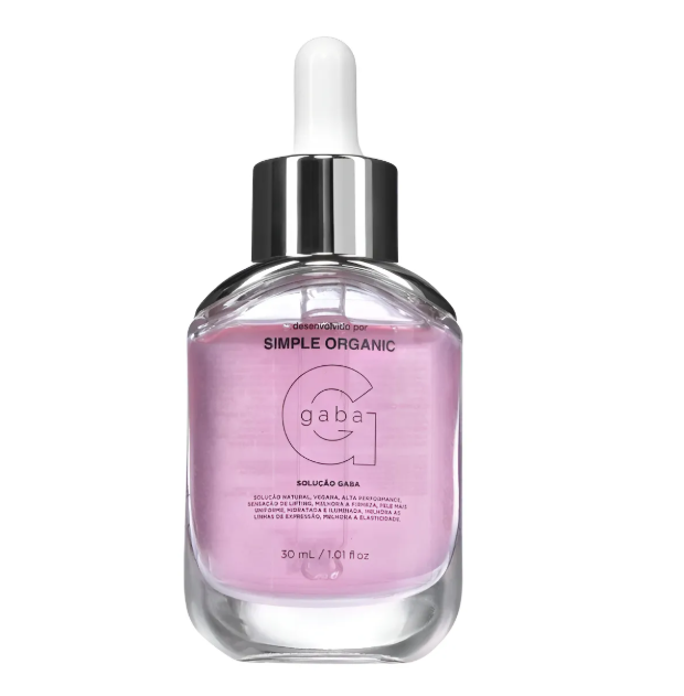 Frasco de solução GABA rosa com conta-gotas