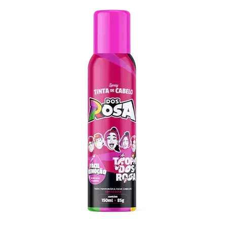 Frasco de tinta de cabelo rosa com tampa rosa e texto Dos Rosa