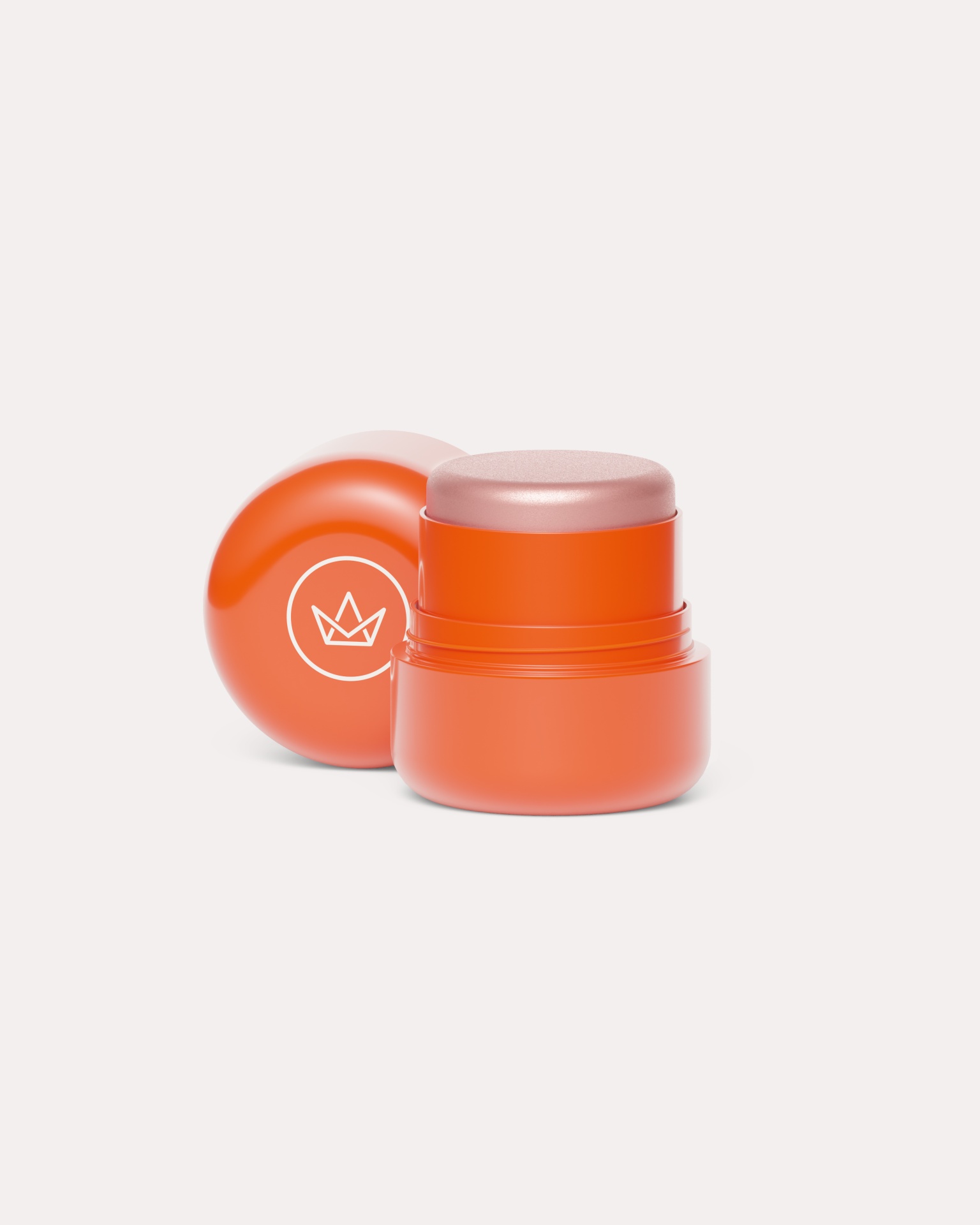 Frasco laranja de creme com tampa e logotipo de coroa