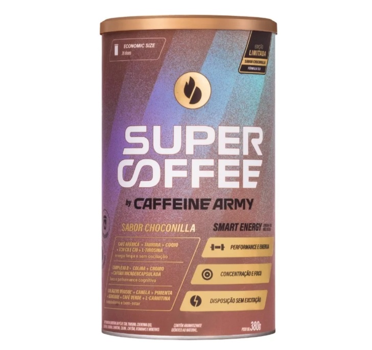 Lata de Super Coffee da Caffeine Army sabor Choconilla 300g